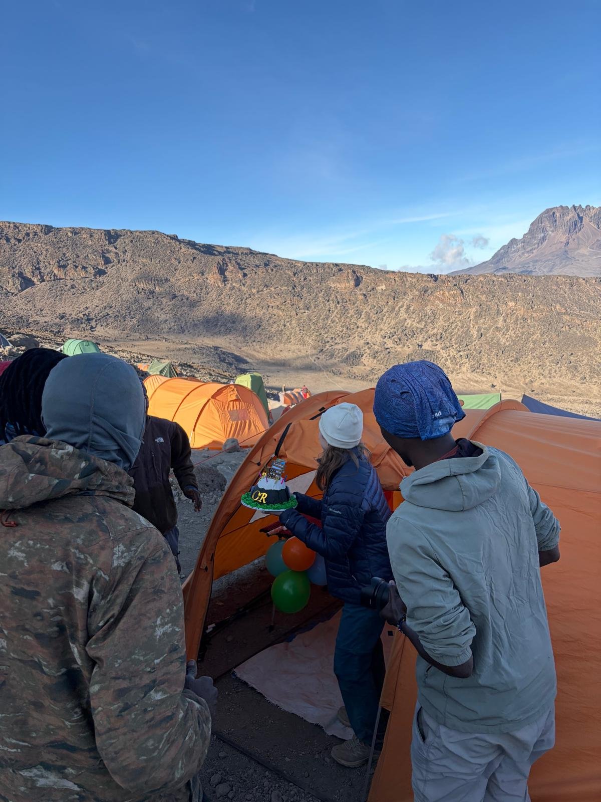Kilimanjaro High Camp Birthday Celebration Cake Tents