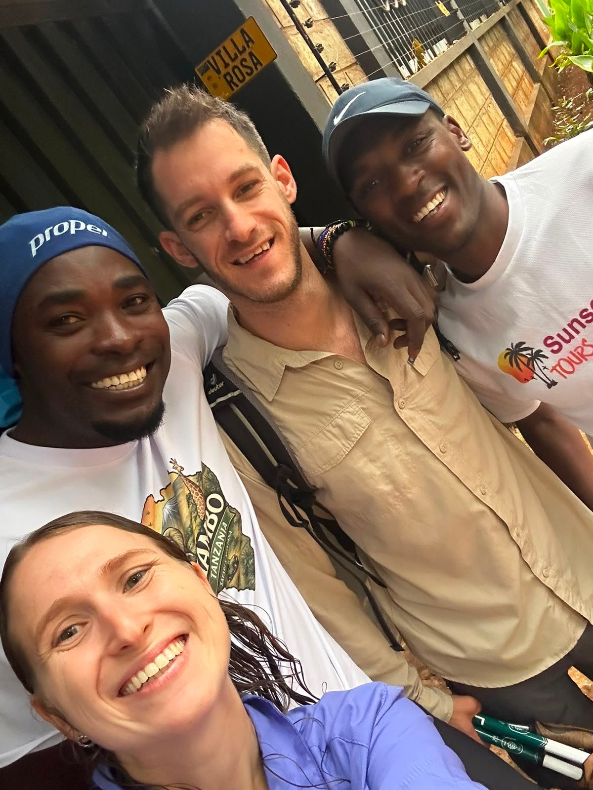 Sunset Tours Safaris Guide And Happy Trekkers Group Selfie