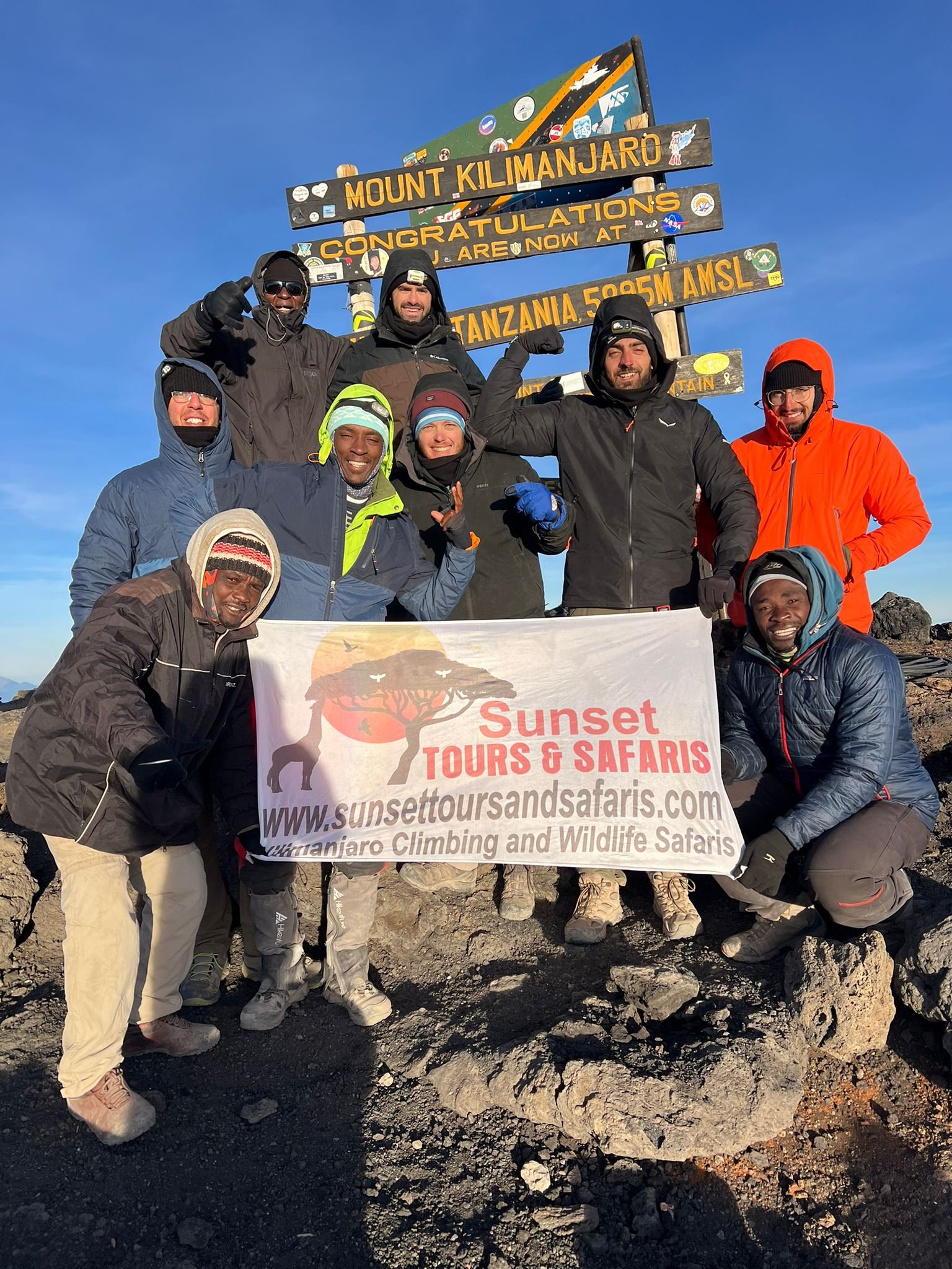 Sunset Tours Safaris Uhuru Peak Summit Congratulations Team