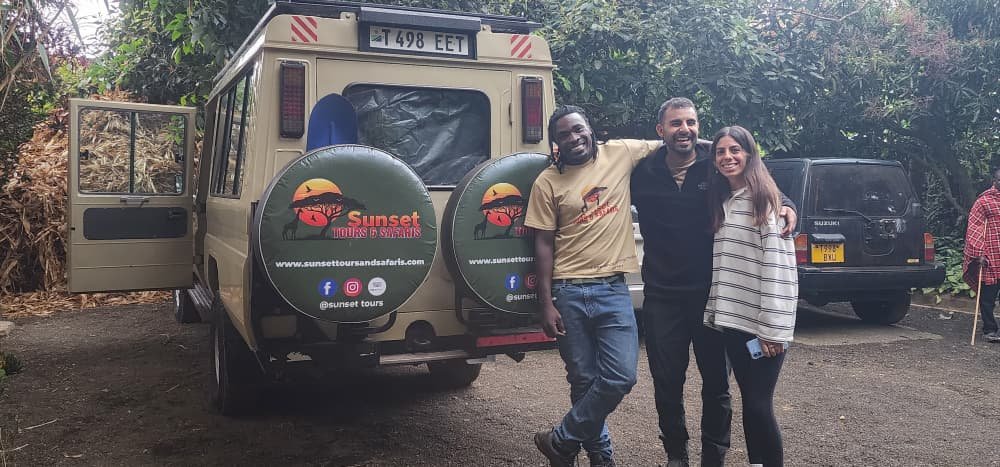 Travellers visiting the Lake Manyara National Park entrance